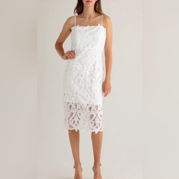 Bardot Dresses & Skirts - Bardot Women’s Lina White Lace Sheath Spaghetti Strap Dress Size 10 NWT